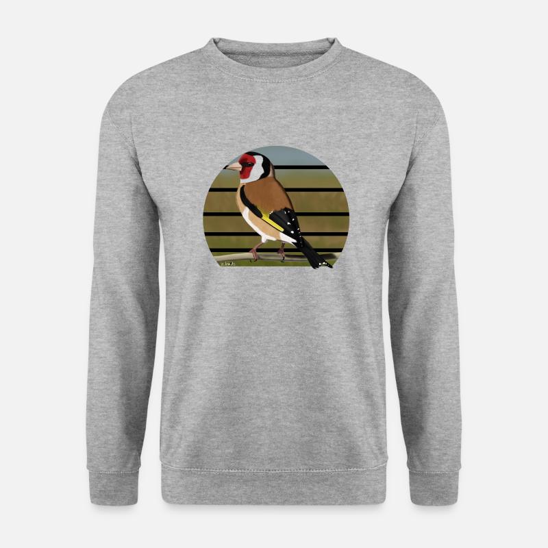jz.birds Stieglitz Vogel Design - Unisex Pullover - Weißgrau meliert