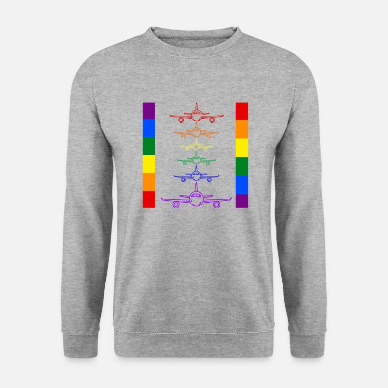 Regenbogenflugzeuge - Unisex Pullover - Weißgrau meliert
