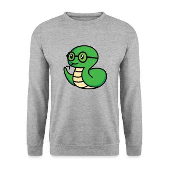 Eyeglass Snake Nose Bike Reptile Comic - Unisex Sweatshirt - salt & pepper - Front - Alina (178cm) & Michal (187cm)