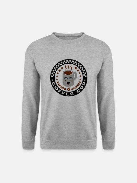 Coffee Cup (Emblem) - Unisex Pullover - Weißgrau meliert