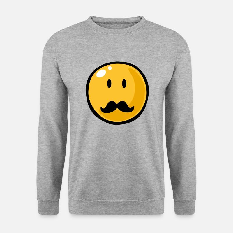 Smiley Mustache - Unisex Pullover - Weißgrau meliert