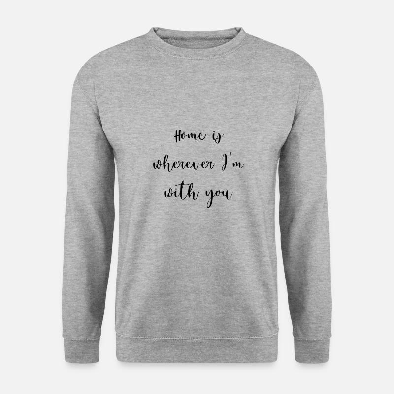 HOME | romantisches Statement - Unisex Pullover - Weißgrau meliert