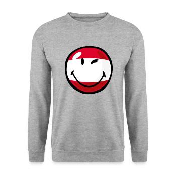 Smiley Flag Austria - Unisex Pullover - Weißgrau meliert - Vorne - Alina (178cm) & Michal (187cm)