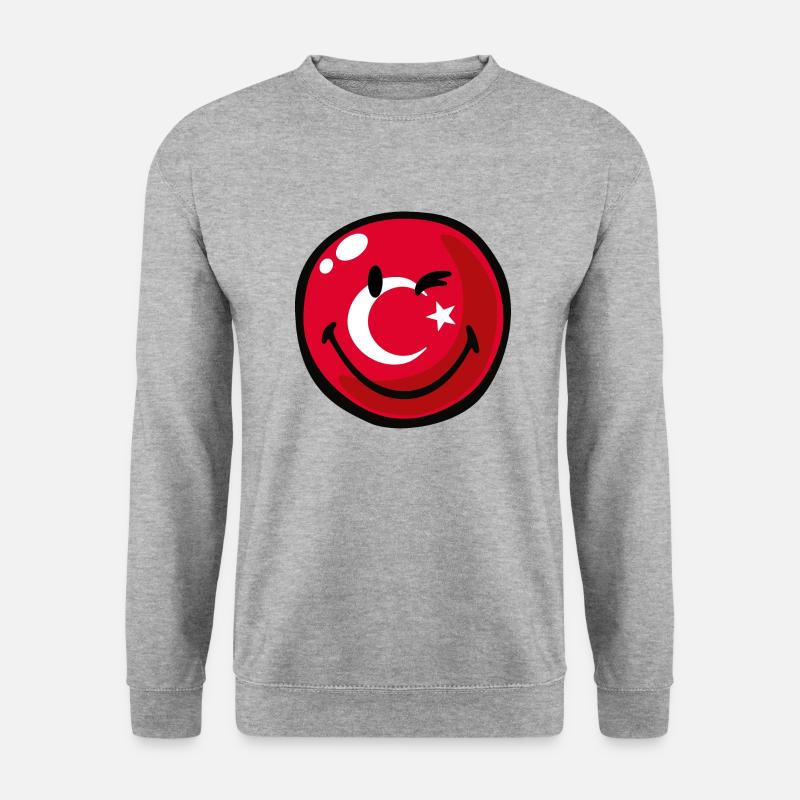 Smiley Flag Turkey - Unisex Pullover - Weißgrau meliert