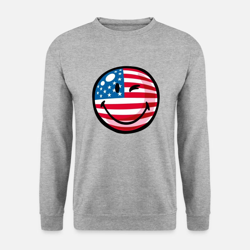 Smiley Flag USA - Unisex Pullover - Weißgrau meliert