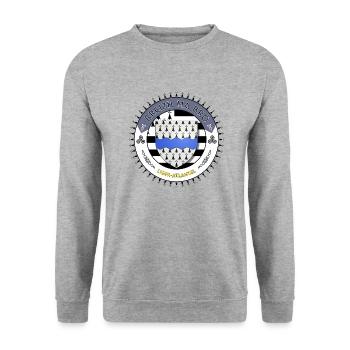 Logo Breizh ma bro blason Loire-Atlantique - Sweat-shirt Unisexe - gris chiné - Devant - Alina (178cm) & Michal (187cm)