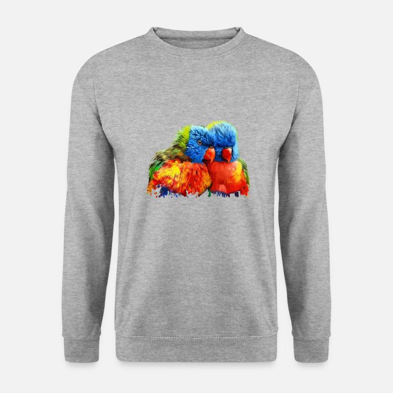 Papagei - Unisex Pullover - Weißgrau meliert
