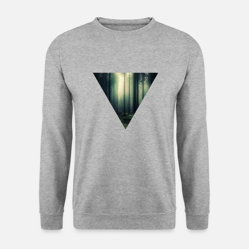 Leuchtender Wald im Nebel - Unisex Pullover - Weißgrau meliert
