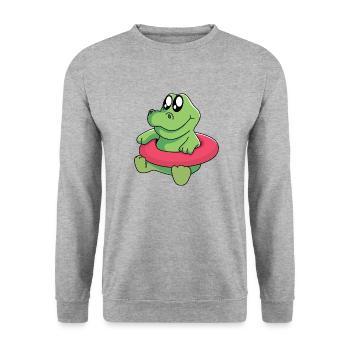 Bébé crocodile apprend à nager - Sweat-shirt Unisexe - gris chiné - Devant - Alina (178cm) & Michal (187cm)