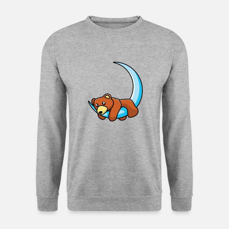 Der Bär im Mond - Unisex Pullover - Weißgrau meliert