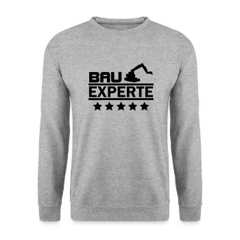 bau experte - Unisex Pullover - Weißgrau meliert - Vorne - Alina (178cm) & Michal (187cm)