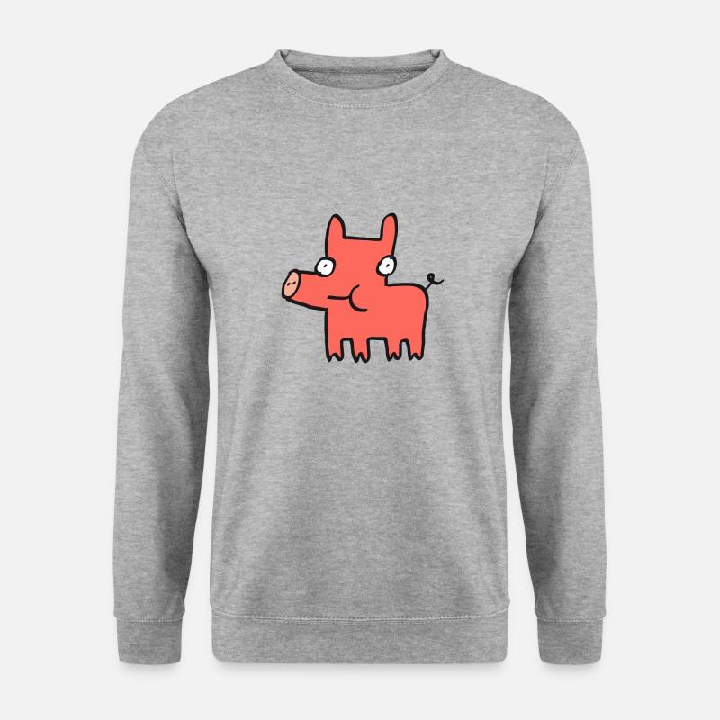 Kleines Schwein Ito - Unisex Pullover - Weißgrau meliert