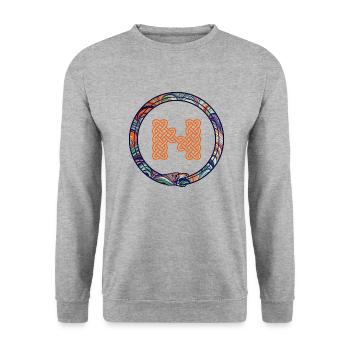 knoten n mit keltischer schlange - Unisex Pullover - Weißgrau meliert - Vorne - Alina (178cm) & Michal (187cm)