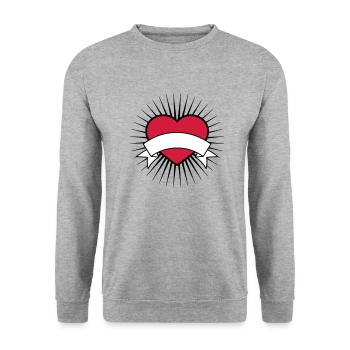 banner text field write name heart logo love ta - Unisex Sweatshirt - salt & pepper - Front - Alina (178cm) & Michal (187cm)