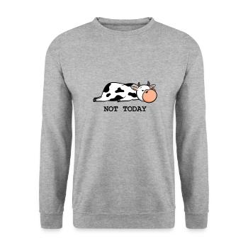 Faule Kuh - Not today - Unisex Pullover - Weißgrau meliert - Vorne - Alina (178cm) & Michal (187cm)