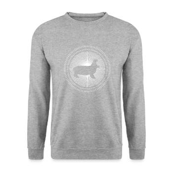 Nilpferd in einem Zoo - Unisex Pullover - Weißgrau meliert - Vorne - Alina (178cm) & Michal (187cm)