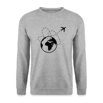 earth planet travel - Unisex Pullover - Weißgrau meliert - Vorne - Alina (178cm) & Michal (187cm)