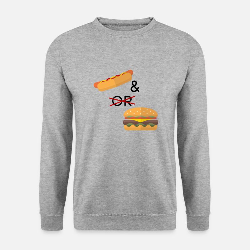 Hotdog oder Burger - Unisex Pullover - Weißgrau meliert