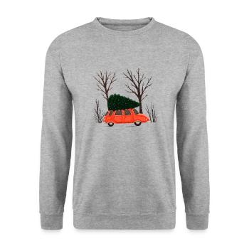 Driving Home For Christmas - Unisex Pullover - Weißgrau meliert - Vorne - Alina (178cm) & Michal (187cm)