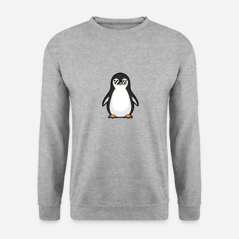 Pinguin Vogel Sonnenbrille Süß Südpol Kalt Arktis - Unisex Pullover - Weißgrau meliert