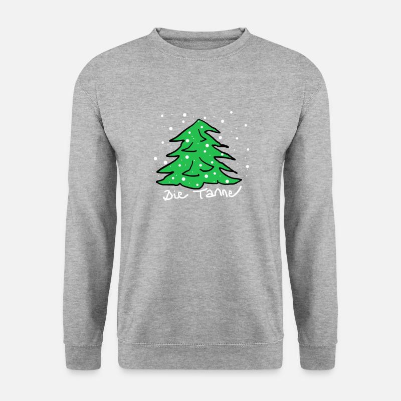 Die Tanne, Tannenbaum verschneit, Kindermalerei - Unisex Pullover - Weißgrau meliert