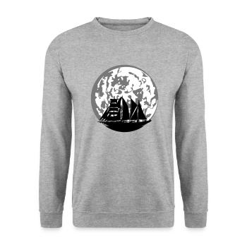 Moon silhouette sailing ship - Unisex Sweatshirt - salt & pepper - Front - Alina (178cm) & Michal (187cm)