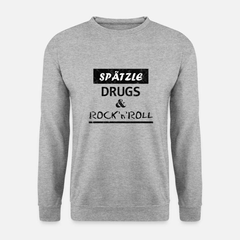 Spätzle Drugs & Rock'n'Roll - Unisex Pullover - Weißgrau meliert