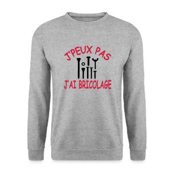 J'peux pas j'ai bricolage - Sweat-shirt Unisexe - gris chiné - Devant - Alina (178cm) & Michal (187cm)