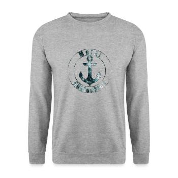 moin kuestenkind1 - Unisex Pullover - Weißgrau meliert - Vorne - Alina (178cm) & Michal (187cm)