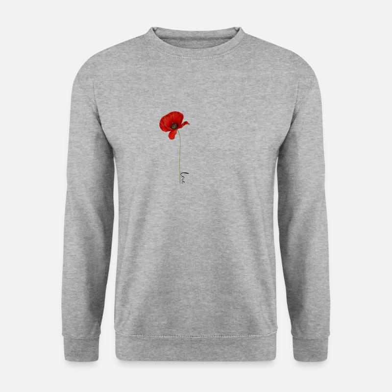 Mohnblume Love - Unisex Pullover - Weißgrau meliert
