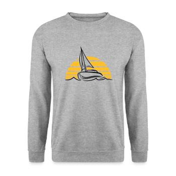 soleil coucher de soleil lever du soleil bateau à - Sweat-shirt Unisexe - gris chiné - Devant - Alina (178cm) & Michal (187cm)