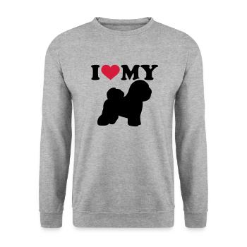 Bichon Frise - Sweat-shirt Unisexe - gris chiné - Devant - Alina (178cm) & Michal (187cm)