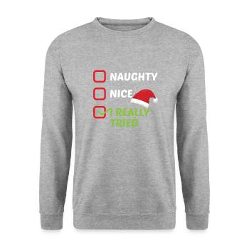 Noël laid - Sweat-shirt Unisexe - gris chiné - Devant - Alina (178cm) & Michal (187cm)