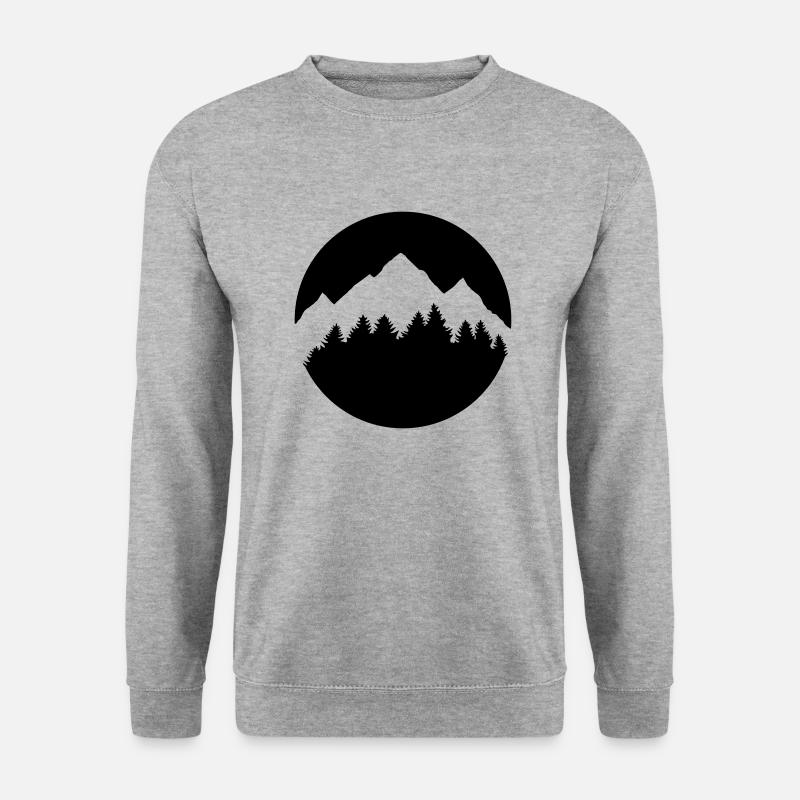 Berge, Wald - Unisex Pullover - Weißgrau meliert