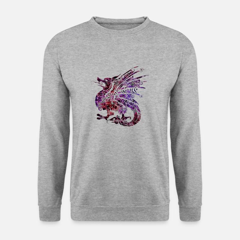 Drache - Unisex Pullover - Weißgrau meliert