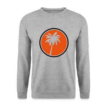 palm kreis - Unisex Pullover - Weißgrau meliert - Vorne - Alina (178cm) & Michal (187cm)