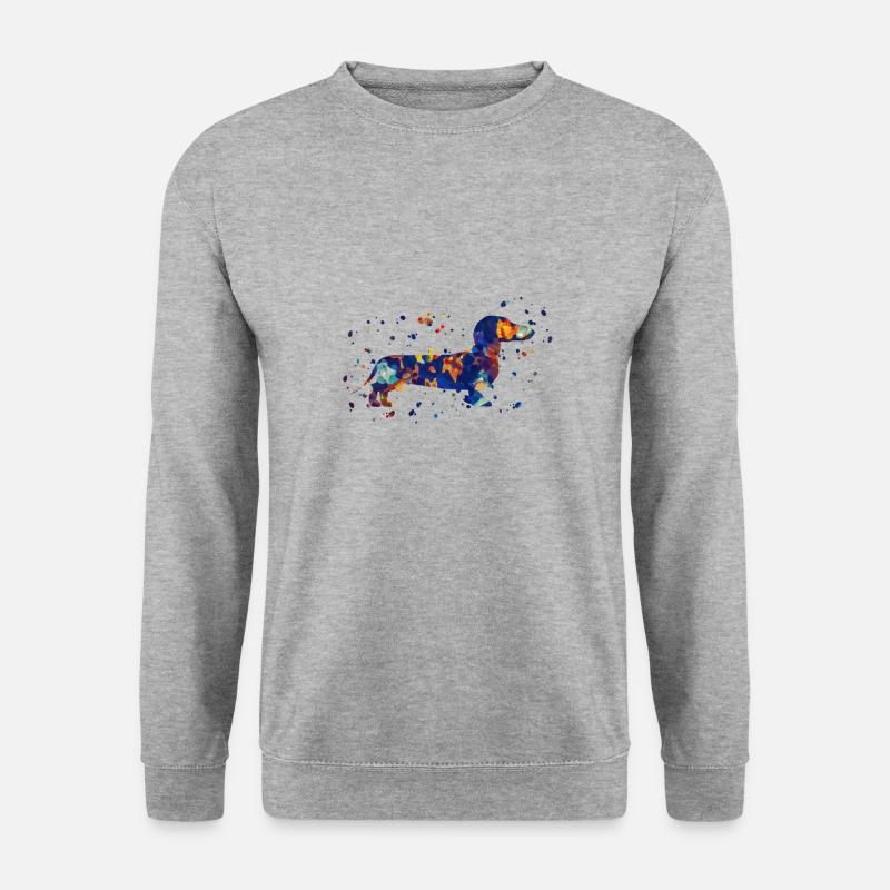 Dackel Hund Ölfarben Wasserfarben - Unisex Pullover - Weißgrau meliert
