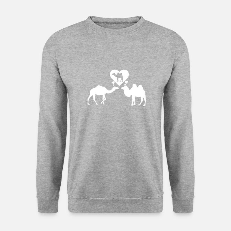 Camel and Dromedary in Love - Unisex Pullover - Weißgrau meliert