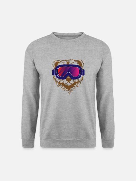 Ski Skifahren Skifahrer Baer Geschenk - Unisex Pullover - Weißgrau meliert