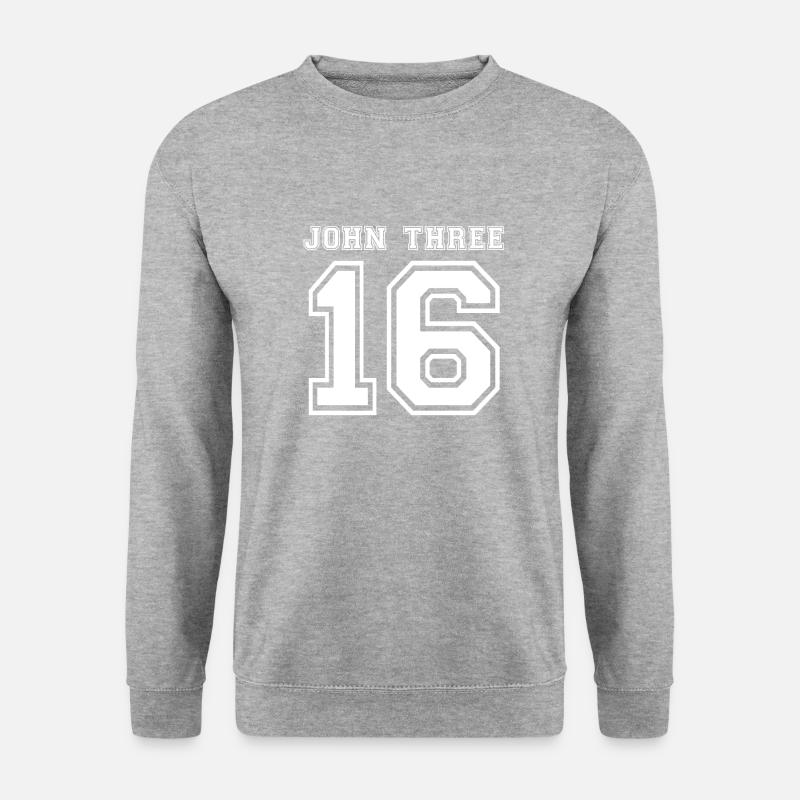 John Three 16 - Bibelvers als Geschenkidee - weiß - Unisex Pullover - Weißgrau meliert