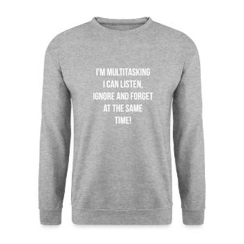 ADHS - Multitasking - Unisex Pullover - Weißgrau meliert - Vorne - Alina (178cm) & Michal (187cm)
