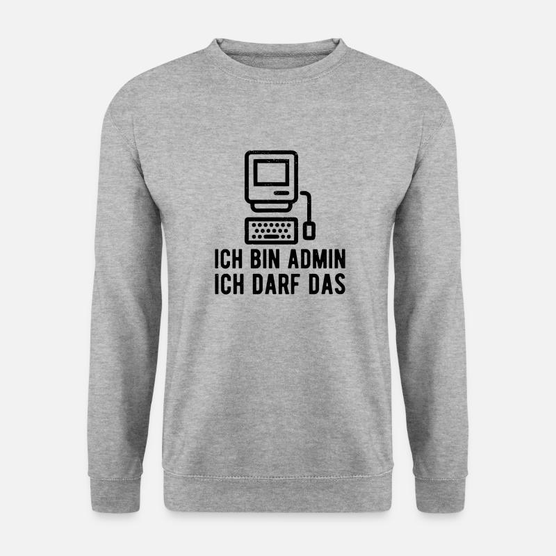 Ich bin Admin ich darf das Sysadmin Geschenk - Unisex Pullover - Weißgrau meliert