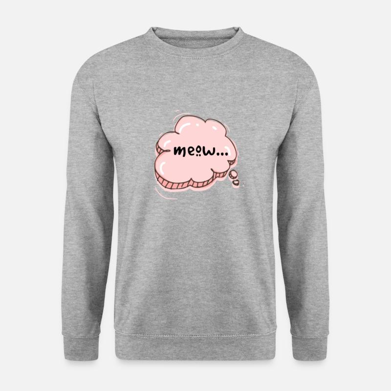 Rosa Miau-Sprechblase - Unisex Pullover - Weißgrau meliert