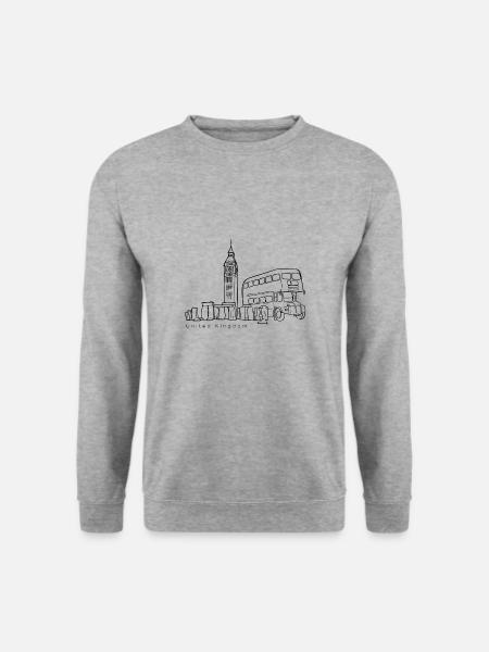 Großbritannien Reise, schwarz - Unisex Pullover - Weißgrau meliert