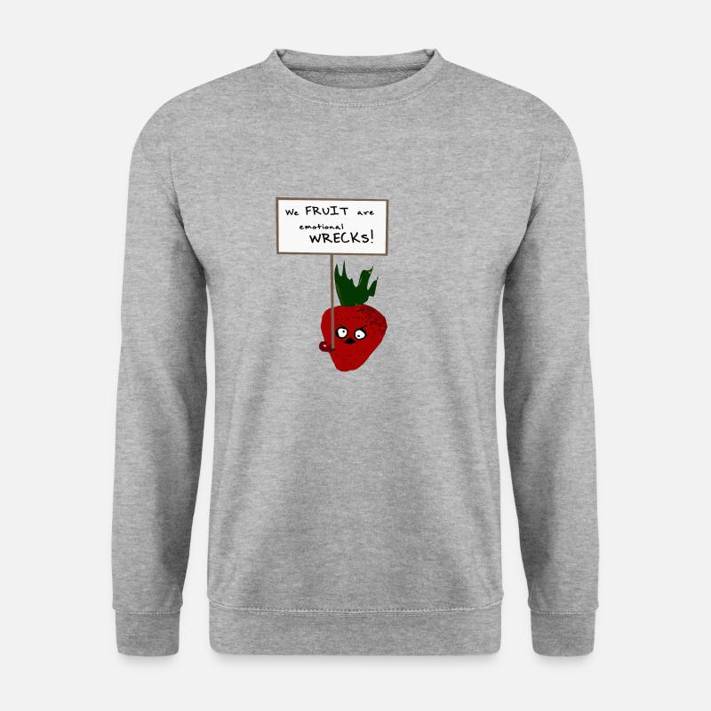 Erdbeer-protestierende Veganer - Unisex Pullover - Weißgrau meliert
