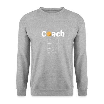 Basketball-Coach - Unisex Pullover - Weißgrau meliert - Vorne - Alina (178cm) & Michal (187cm)