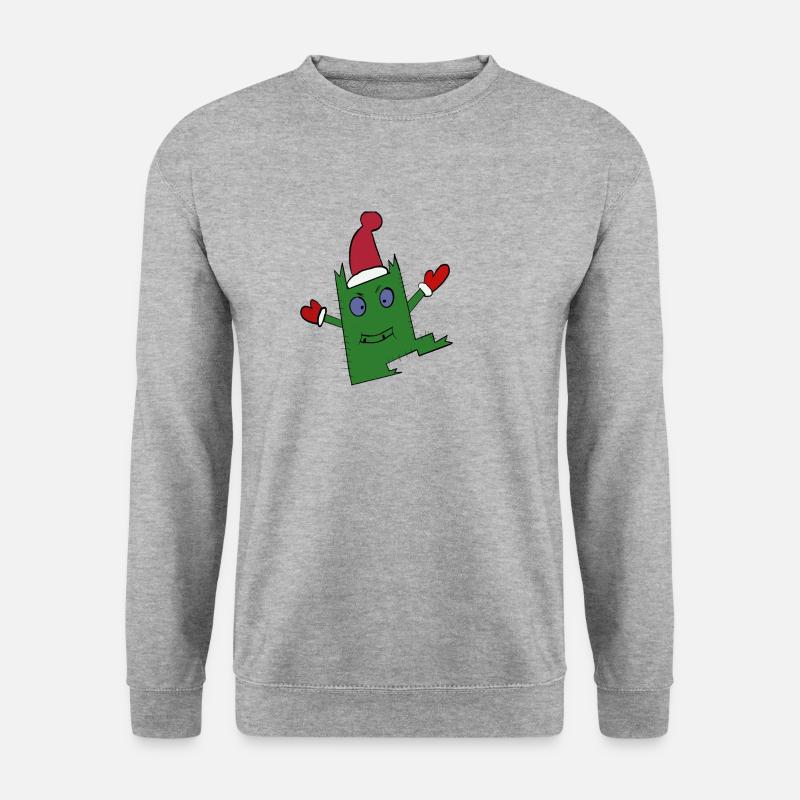 Cooles Weihnachtsmonster - Unisex Pullover - Weißgrau meliert