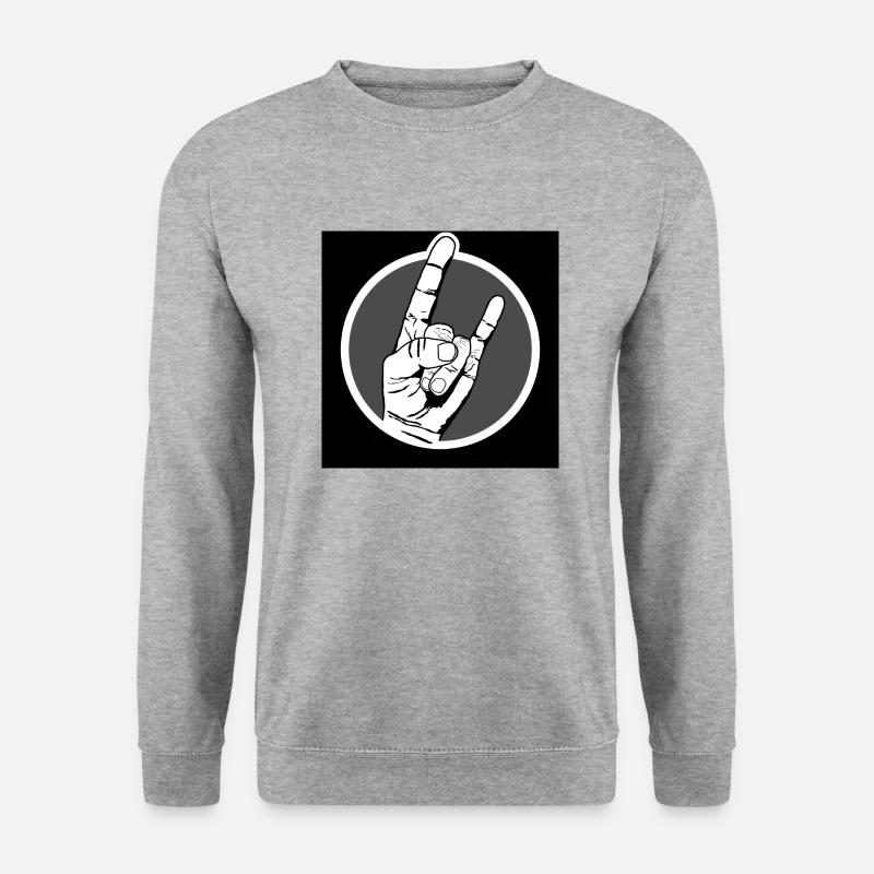 Metal Logo, Rocker, Dark, - Unisex Pullover - Weißgrau meliert