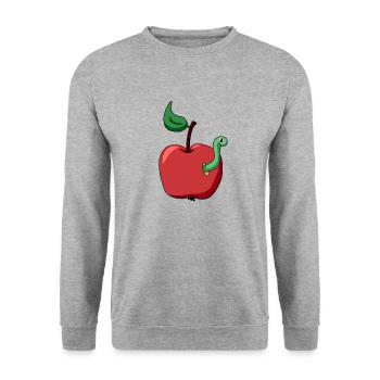 Apfel und Wurm - Unisex Pullover - Weißgrau meliert - Vorne - Alina (178cm) & Michal (187cm)