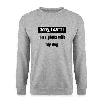 chien - plans avec mon chien - Sweat-shirt Unisexe - gris chiné - Devant - Alina (178cm) & Michal (187cm)